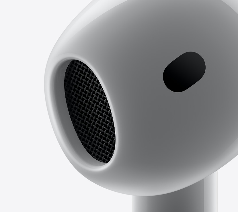 AirPods 4の先細の装着部分のクローズアップ