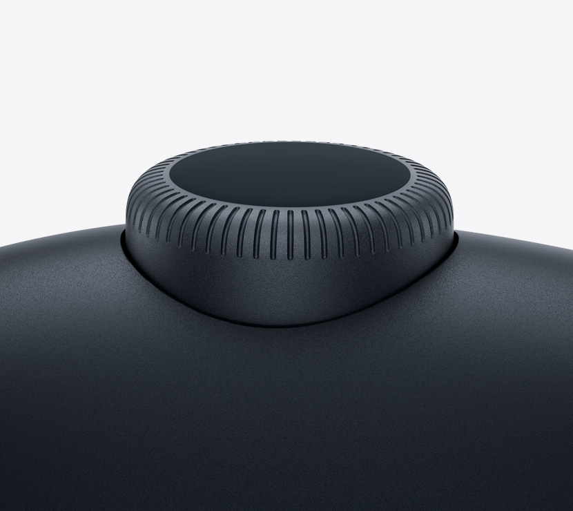 ミッドナイトのAirPods Max 2ヘッドフォン。Digital Crownの細部が見える