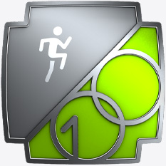 100回のワークアウトを完了したことを示すFitness+バッジ。棒人間が数字の100を登っている