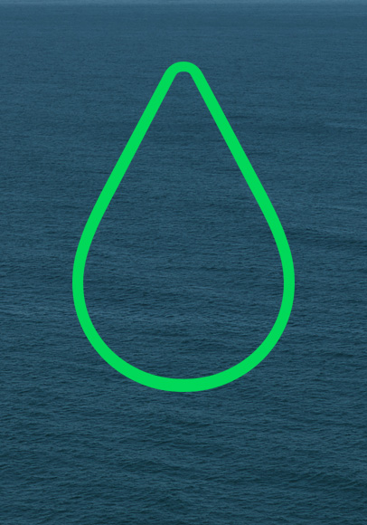 海面、緑色の水滴のアイコン