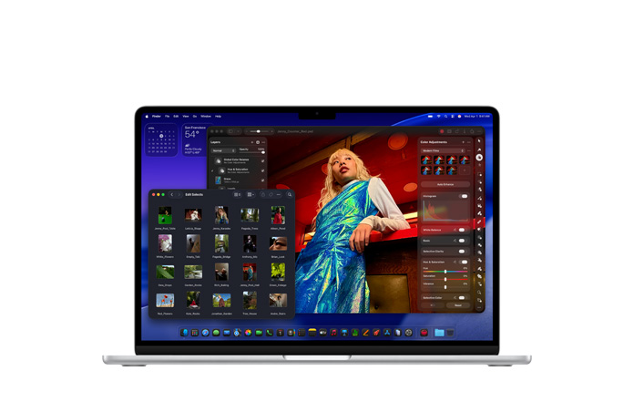 Pixelmator Pro 畫面展示 MacBook Air 儲存空間和記憶體 