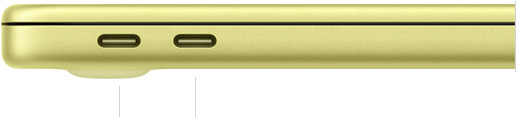 閉じた状態のA18 Pro搭載13インチMacBook Neoの左側面。USB 3（USB-C）ポートとUSB 2（USB-C）ポートが見えている