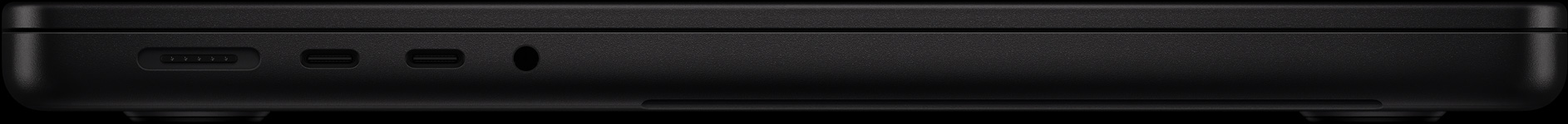 左側面：MagSafeポート、2つのThunderboltポート、ヘッドフォンジャック
